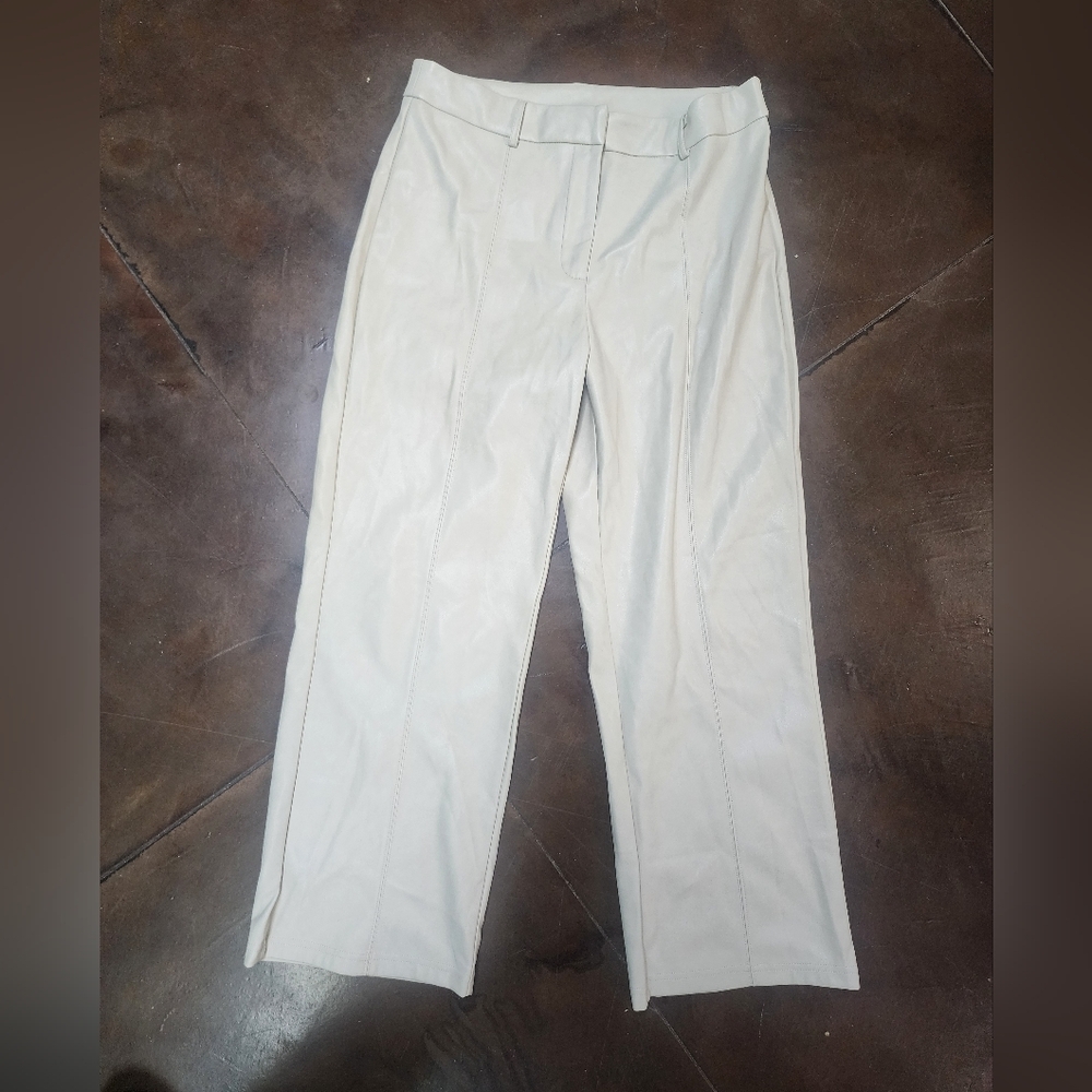 7 For All Mankind Vegan Leather Pants – Size Large – Cream/Ivory